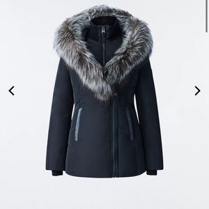 Adali down coat with silver fox fur signature Mackage collar